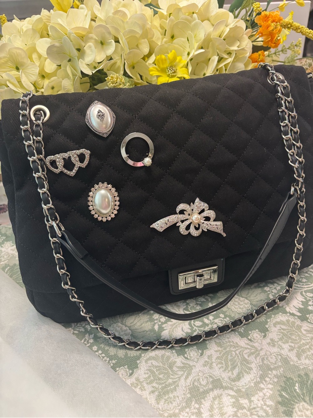 Classic Quilted Black Chain-Handle Shoulder Bag